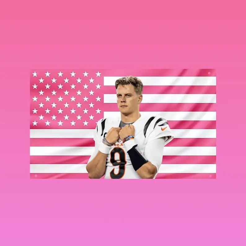 Home Decor Y2K - J-Joe B-Burrow Pink American Flag Decorative