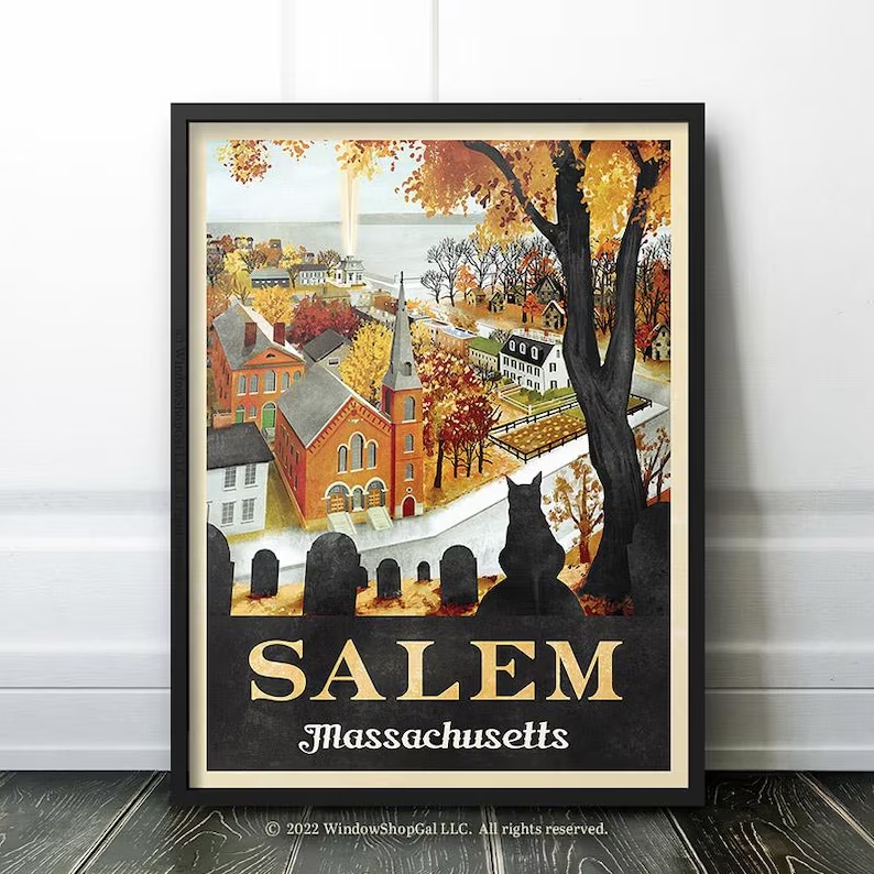 Home Decor Theme - Modern Halloween Salem Travel Autumn Wall