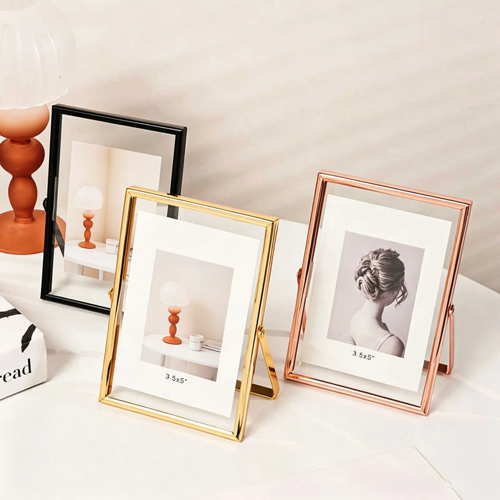 Bamboo Photo Frame - Double Sided Transparent Glass Photo Frame