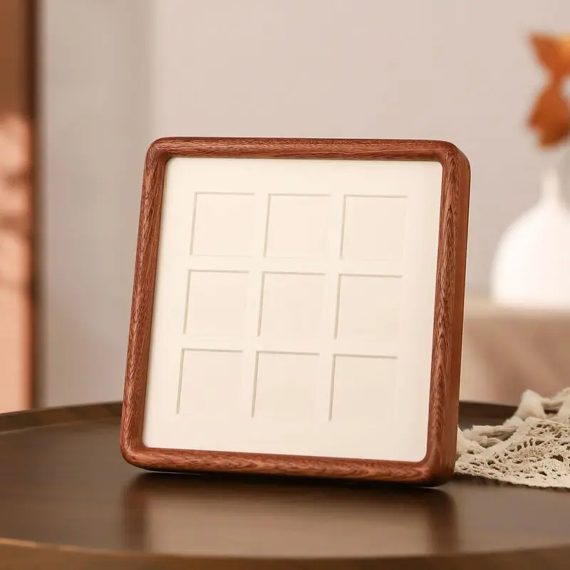 Bamboo Photo Frame - Square Wooden Photo Frame Teak 4-Cube